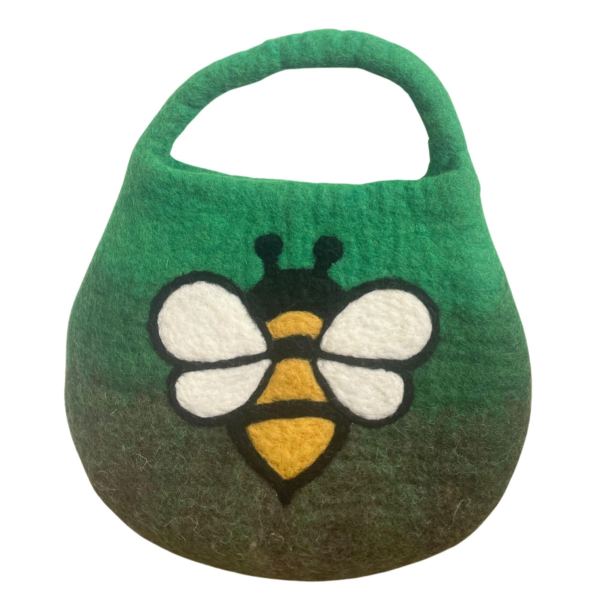 Water Felted Bee Bag — One Handle with Magnet | Garden Greens | Handmade in Nepal