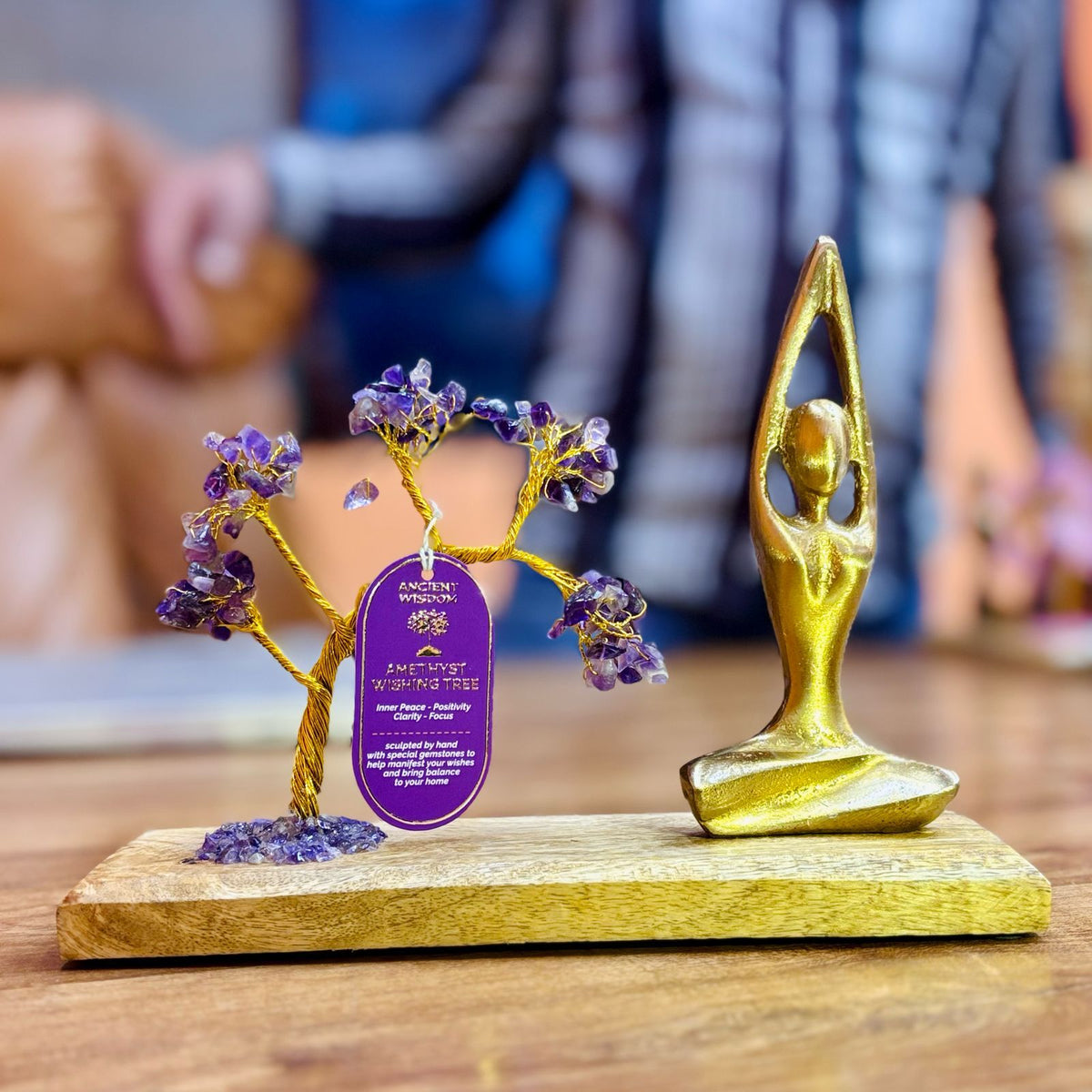 Amethyst Gemstone Yoga Garden | Sukhasana Pose | Tilted Tree | 100 Chipstones | Spiritual Gift
