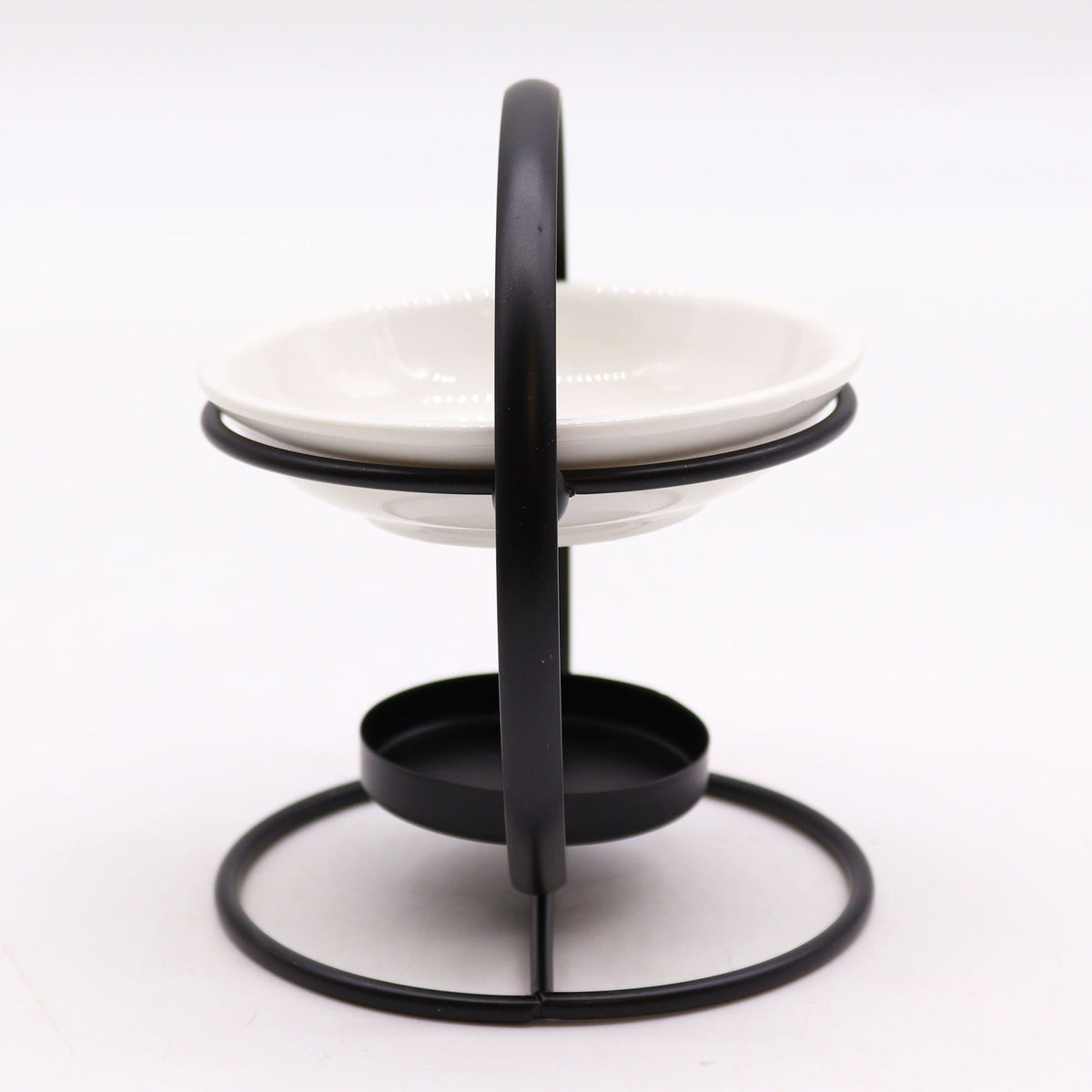 Ceramic & Metal Round Oil Burner | Modern Wax Melt & Essential Oil Burner