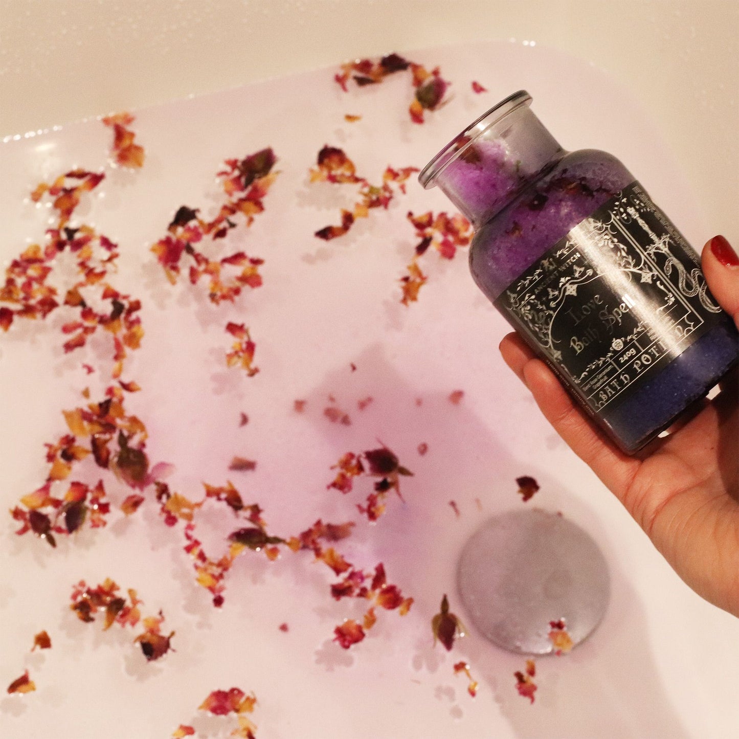 Witch Bath Spell Potion & Rose Quartz Crystal Amulet | Love | Witchy Self-Care Gift