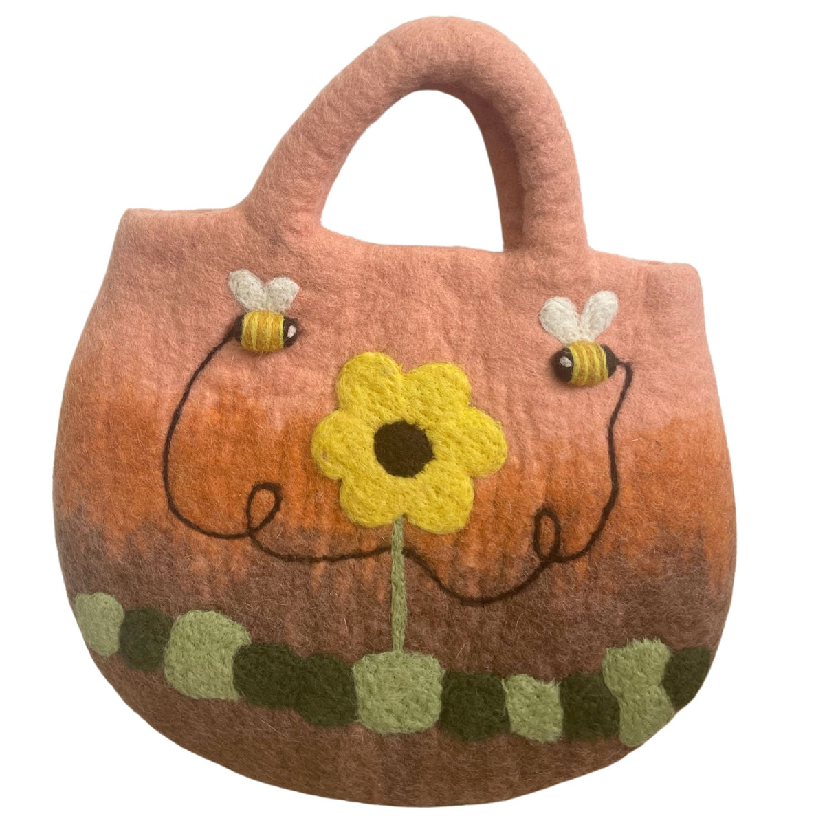 Sunflower & Bees Felted Bag | Handmade in Nepal | Fair Trade