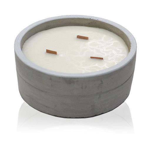 Crushed Vanilla & Orange Concrete Candle | Wooden Wick | Large Round | Amber & Calm