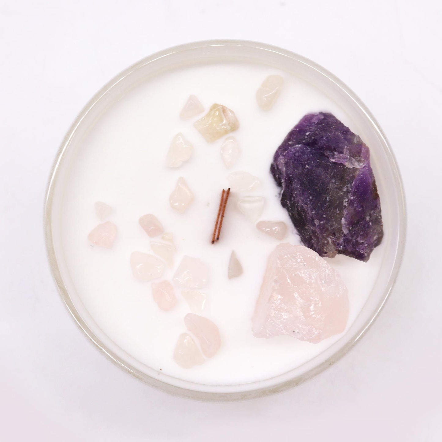 Third Eye Chakra Crystal Candle | Sweet Crystal Truth | Amethyst & Rose Quartz | Intuition & Wisdom Gift