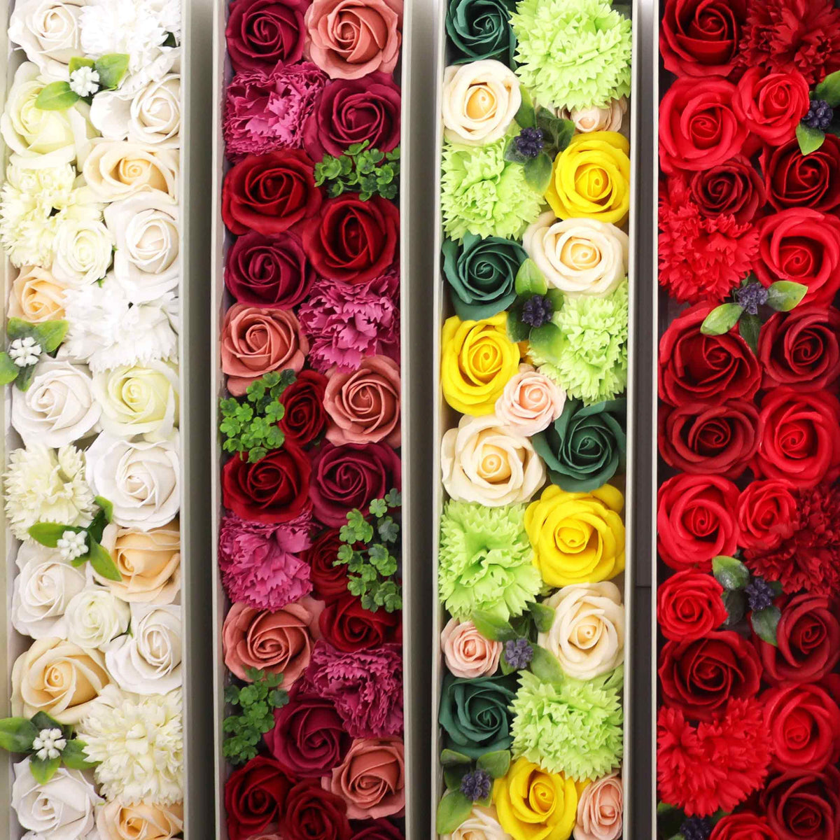 Spring Celebrations Soap Flower Extra Long Gift Box | Yellow & Green | Luxury Floral Gift