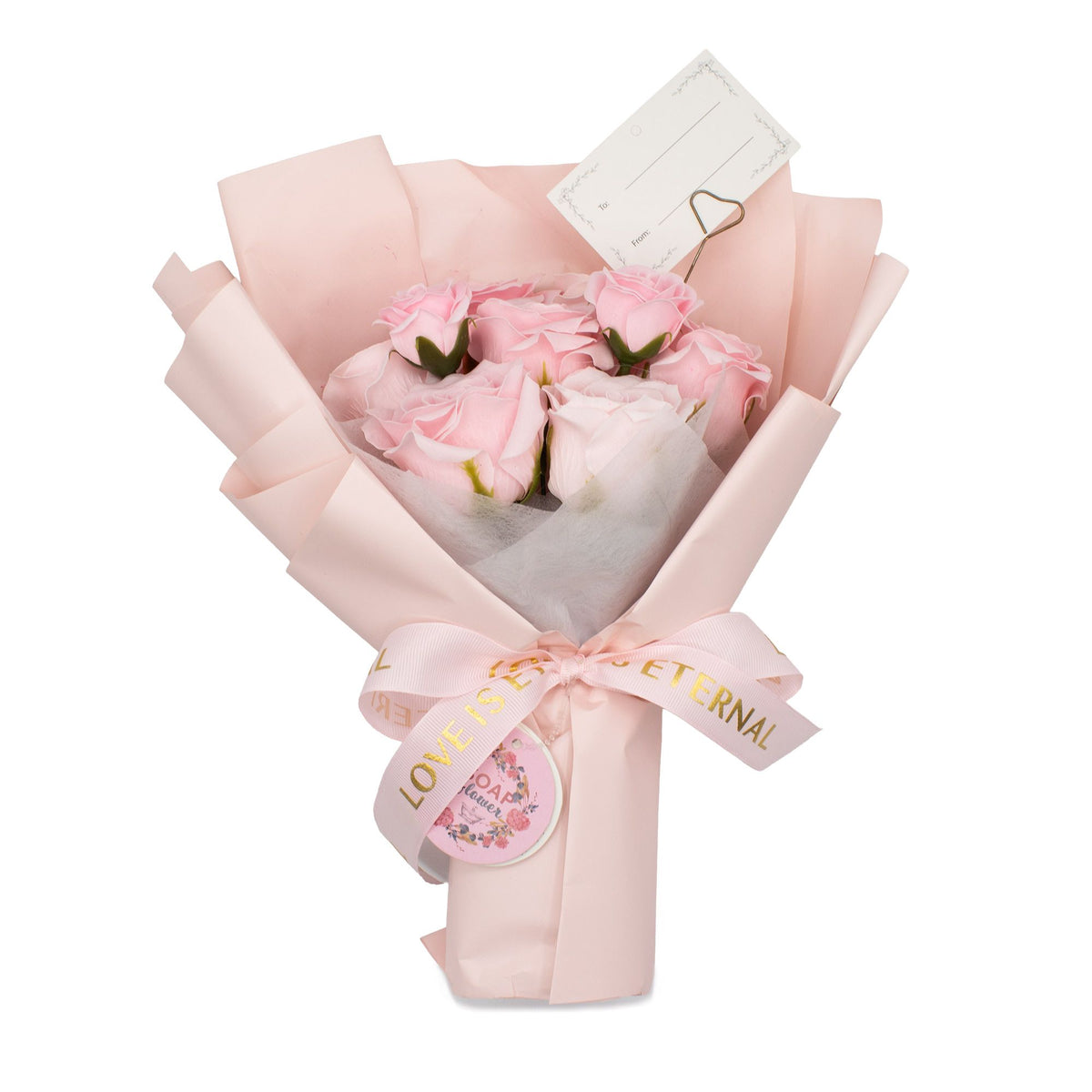 Love is Eternal Pink Roses Bouquet Gift Card | Romantic Gift | Birthday & Anniversary