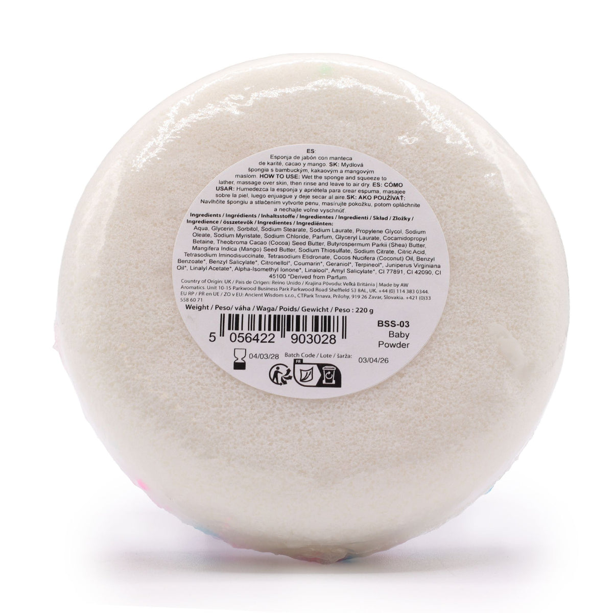 Butter Bubble Soap Sponge | Baby Powder | Shea & Mango Butter | Exfoliating | Handmade in the UK