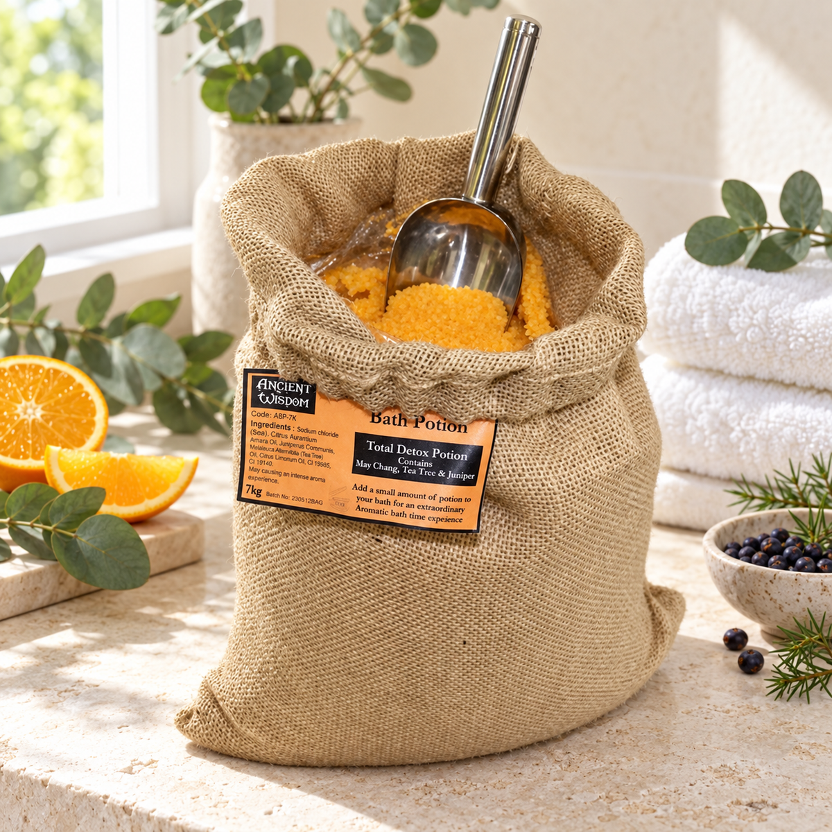 Total Detox Bath Potion | 7kg Hessian Sack | Luxury Aromatherapy Bath Soak | Made in UK