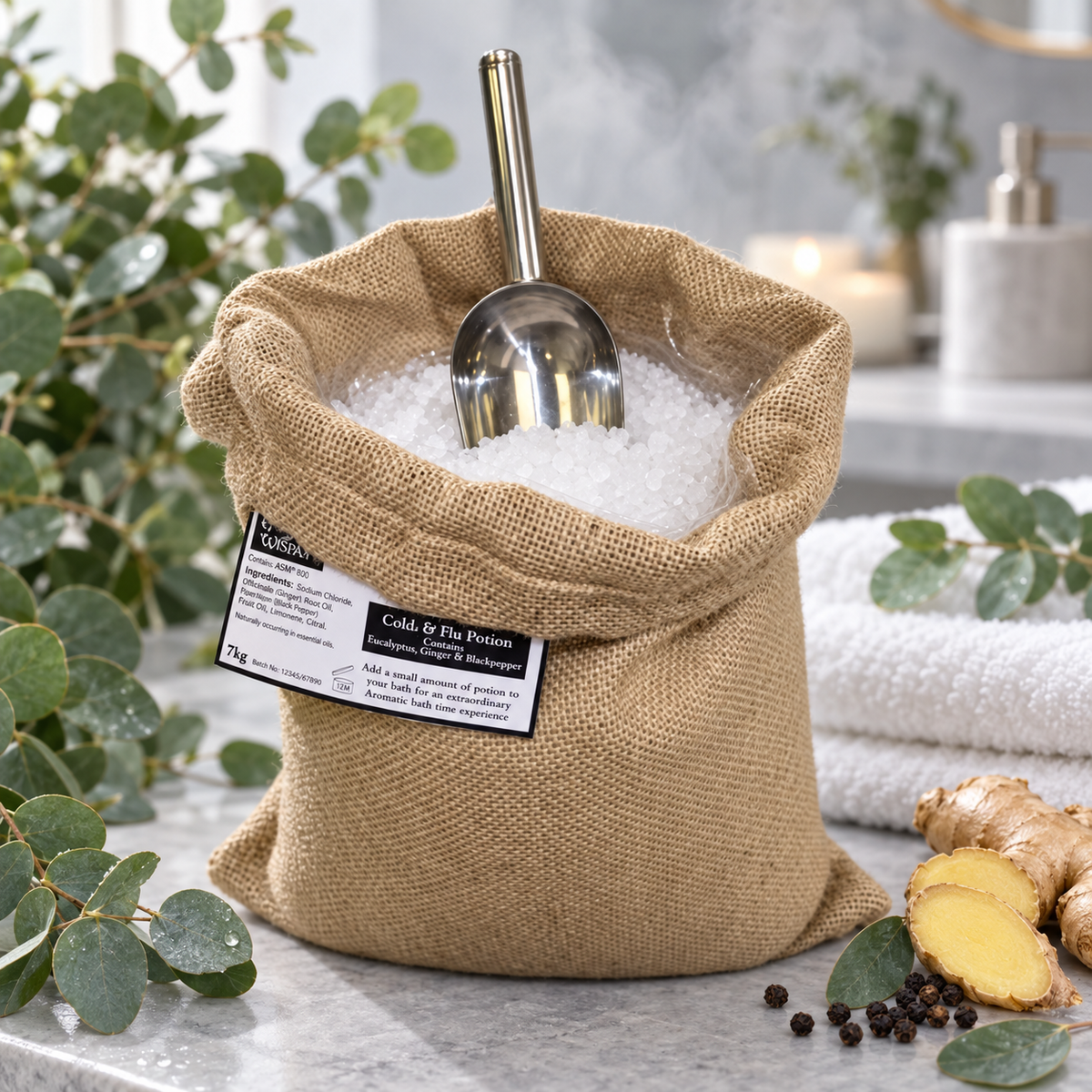 Winter Wellness Bath Potion | 7kg Hessian Sack | Warming Aromatherapy Bath Soak | Made in UK