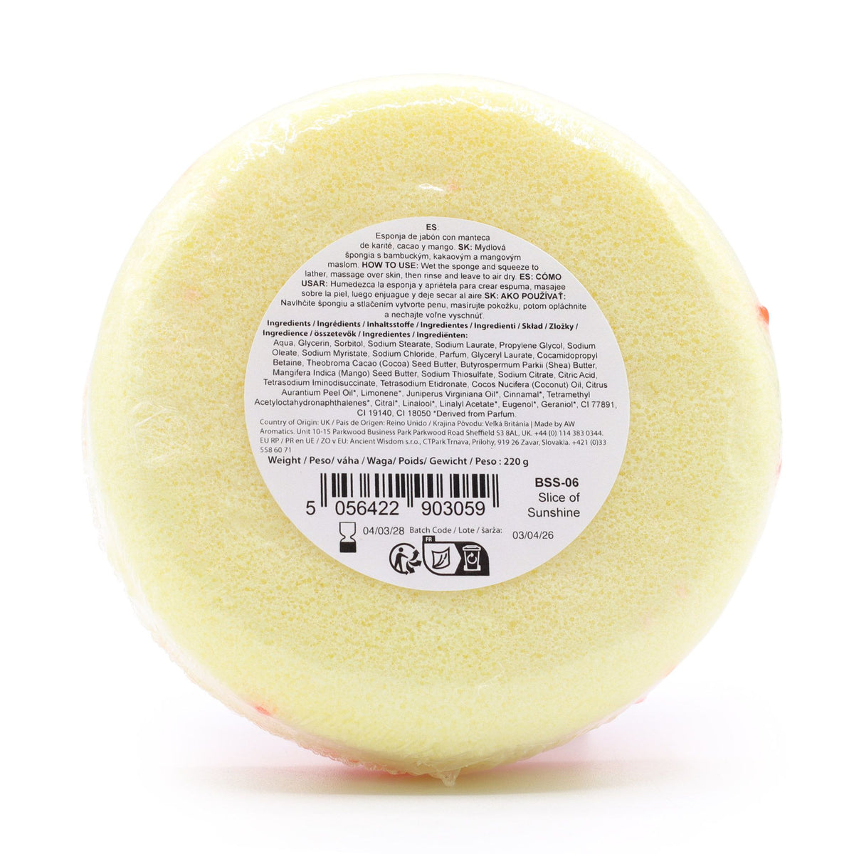 Butter Bubble Soap Sponge | Slice of Sunshine | Shea & Mango Butter | Exfoliating | Handmade in the UK