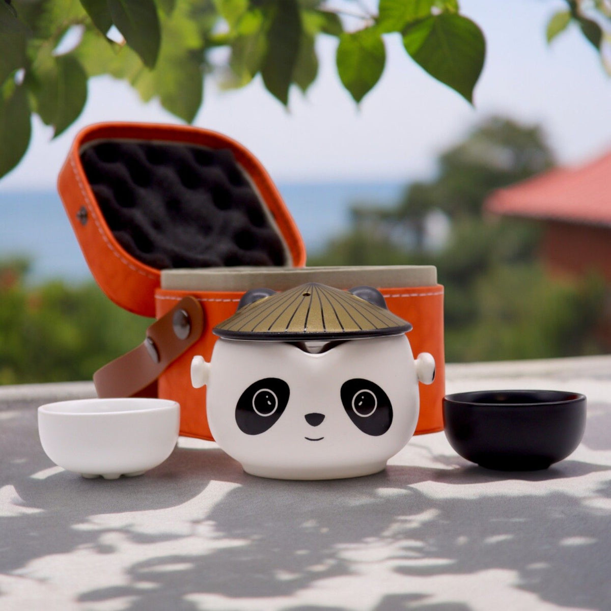 Panda Ceramic Tea Set — Teapot, Infuser & 2 Cups | Travel Case | Novelty Gift