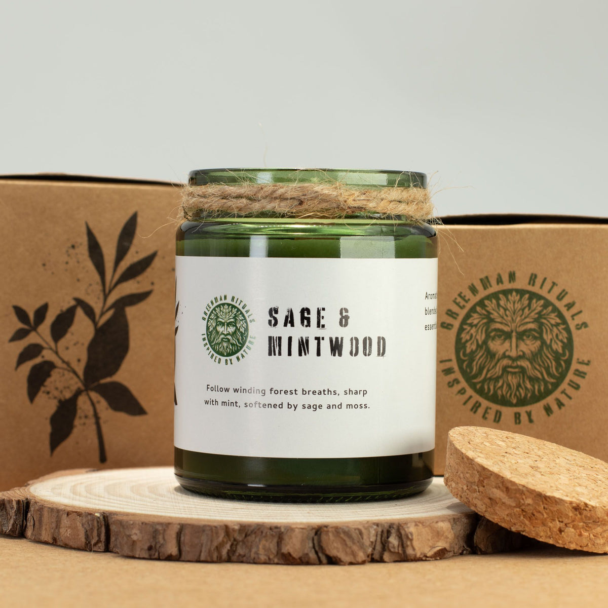 Sage & Mintwood Woodwick Soy Candle | Fresh Herbal Home Fragrance Gift