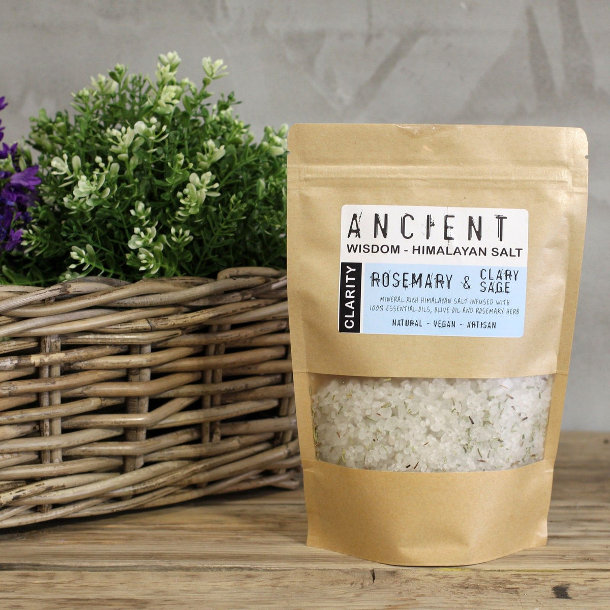 Clarity Himalayan Bath Salt Blend 500g | Rosemary, Clary Sage & Olive Oil | Aromatherapy Bath Gift