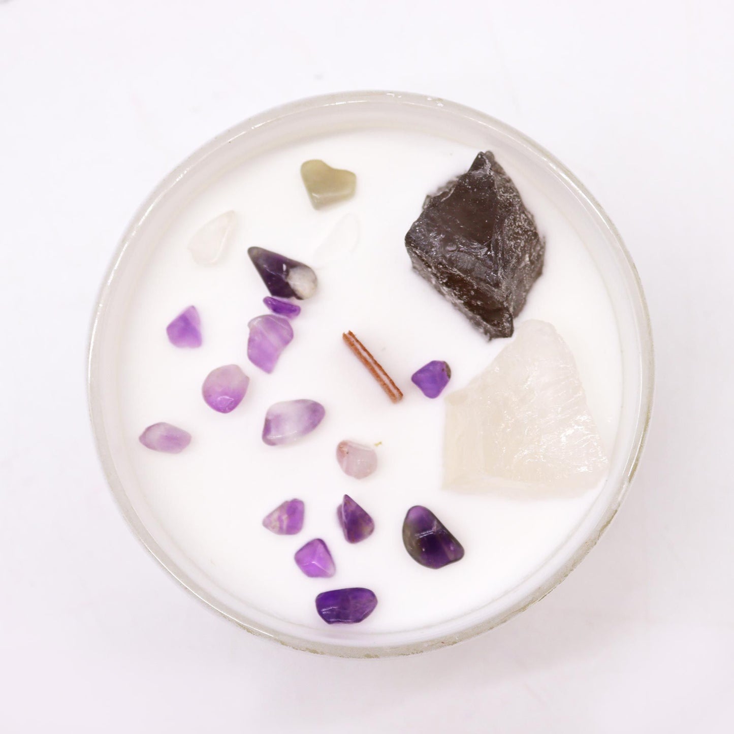 Crown Chakra Crystal Candle | Ocean Breeze | Celestite & Selenite | Spiritual Wellness Gift
