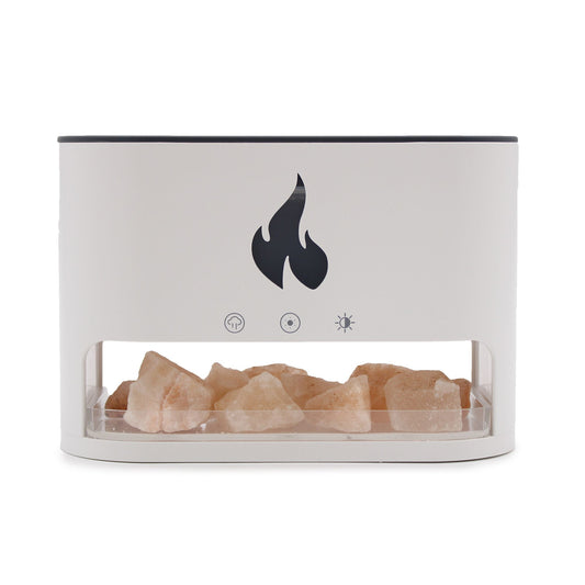 White Blaze Himalayan Salt Aroma Diffuser | USB-C | Flame Effect | Wellness Gift