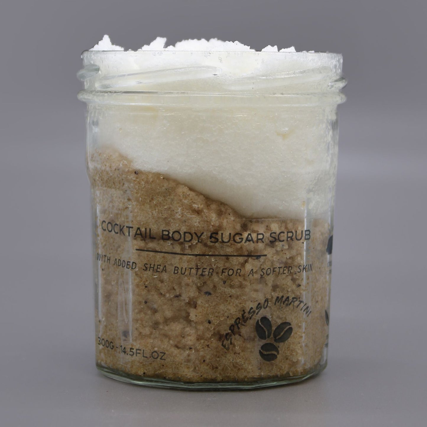 Espresso Martini Fragranced Sugar Body Scrub | 300g | Vegan Exfoliating Coffee Skin Gift | Plastic Free