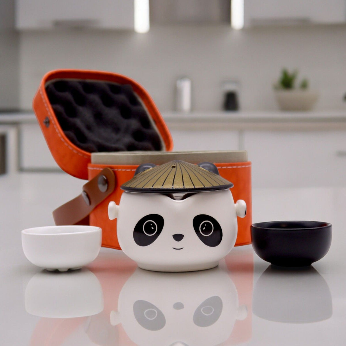 Panda Ceramic Tea Set — Teapot, Infuser & 2 Cups | Travel Case | Novelty Gift
