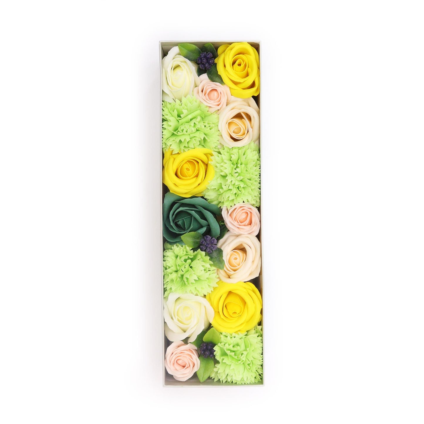 Spring Celebrations Soap Flower Long Gift Box | Yellow & Green | Luxury Floral Gift