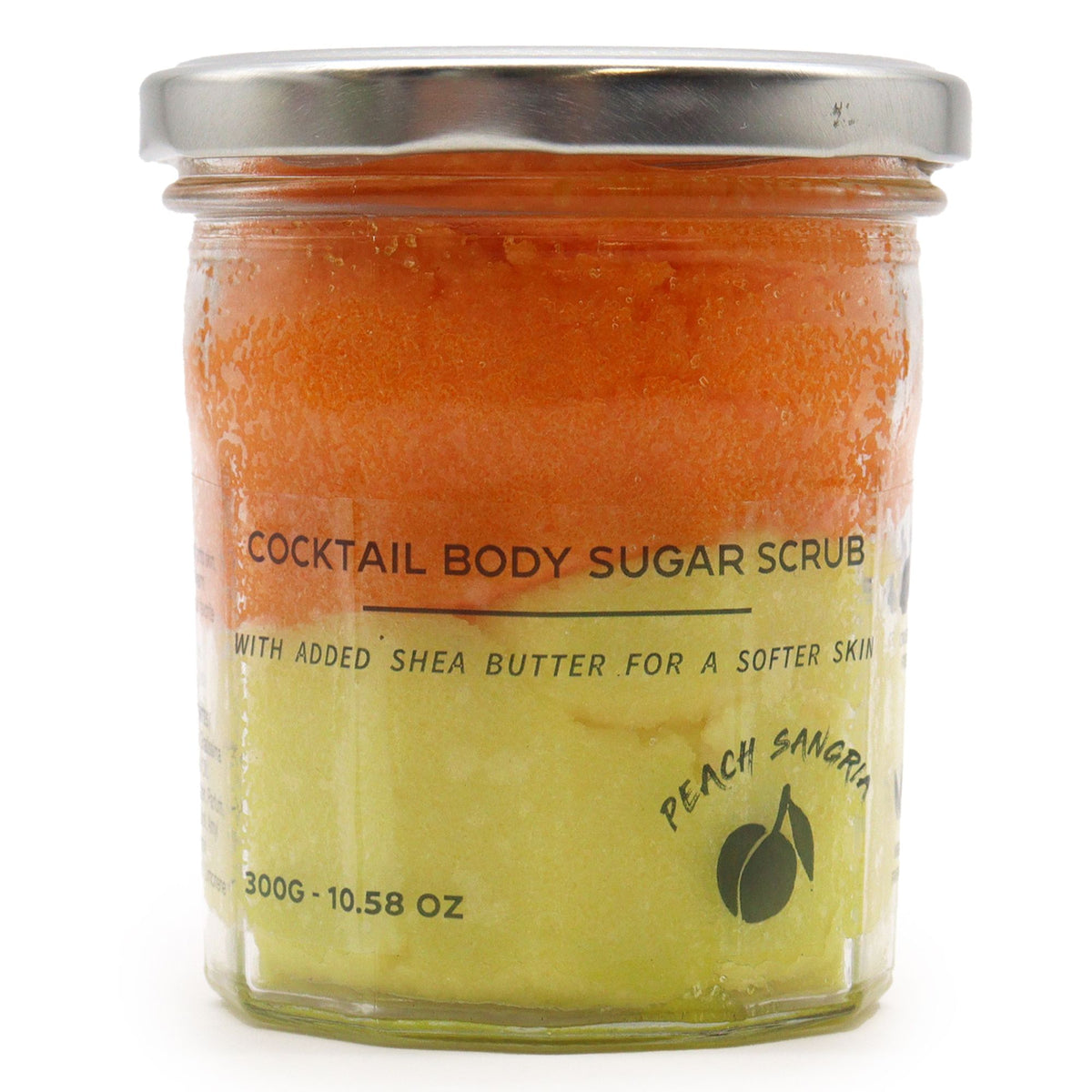 Peach Sangria Fragranced Sugar Body Scrub | 300g | Vegan Exfoliating Skin Gift | Plastic Free UK