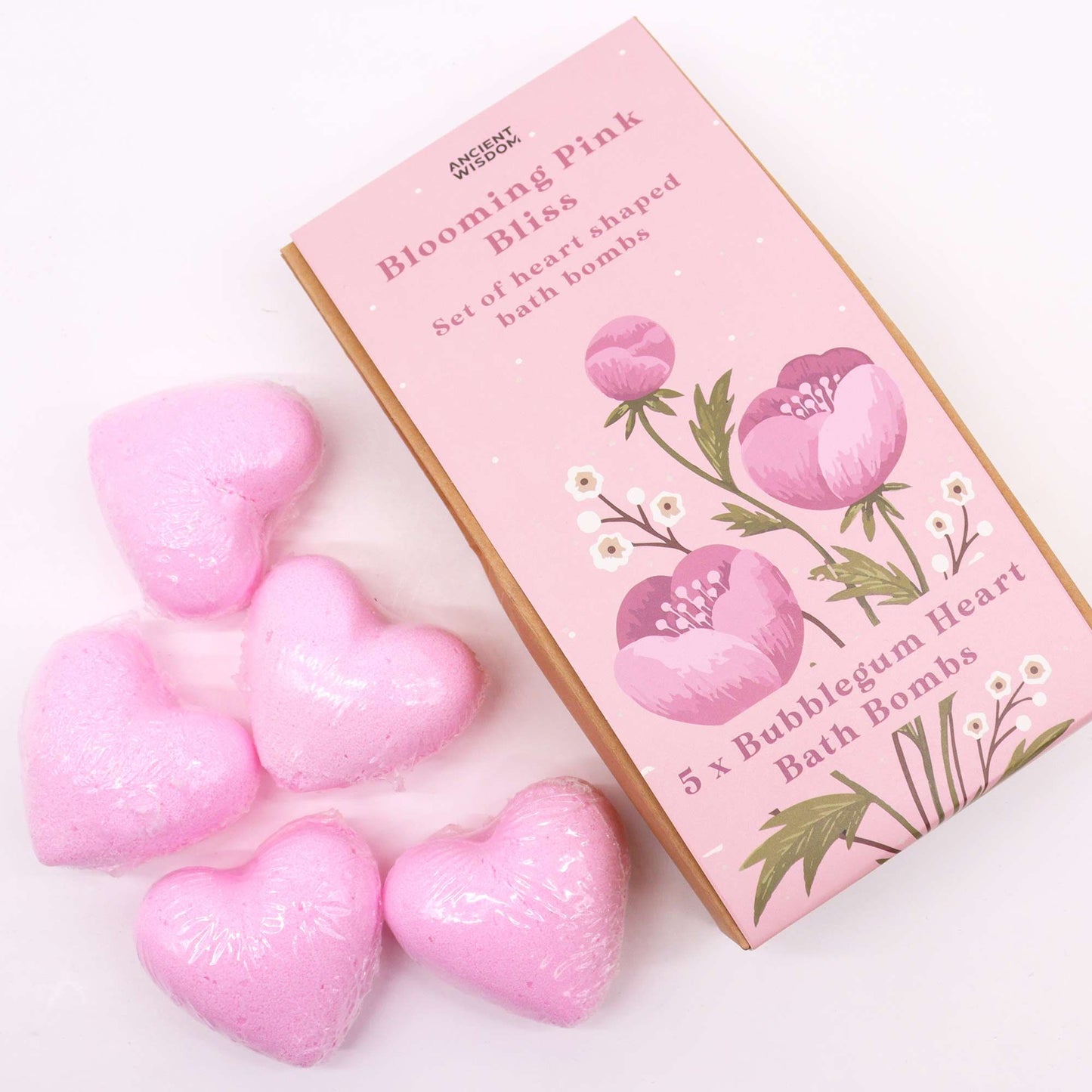 Blooming Pink Bliss Bath Heart Gift Set | Vegan Bath Bombs | Valentine's & Birthday Gift