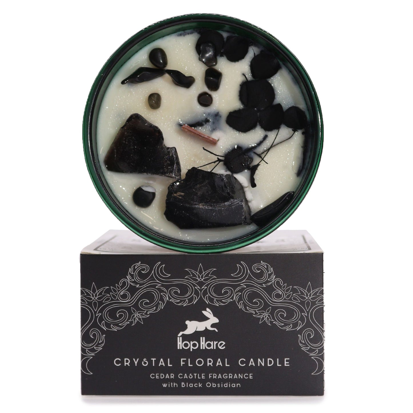 Knight of Swords Crystal Magic Candle | Cedar Castle | Black Obsidian | Tarot Candle Gift