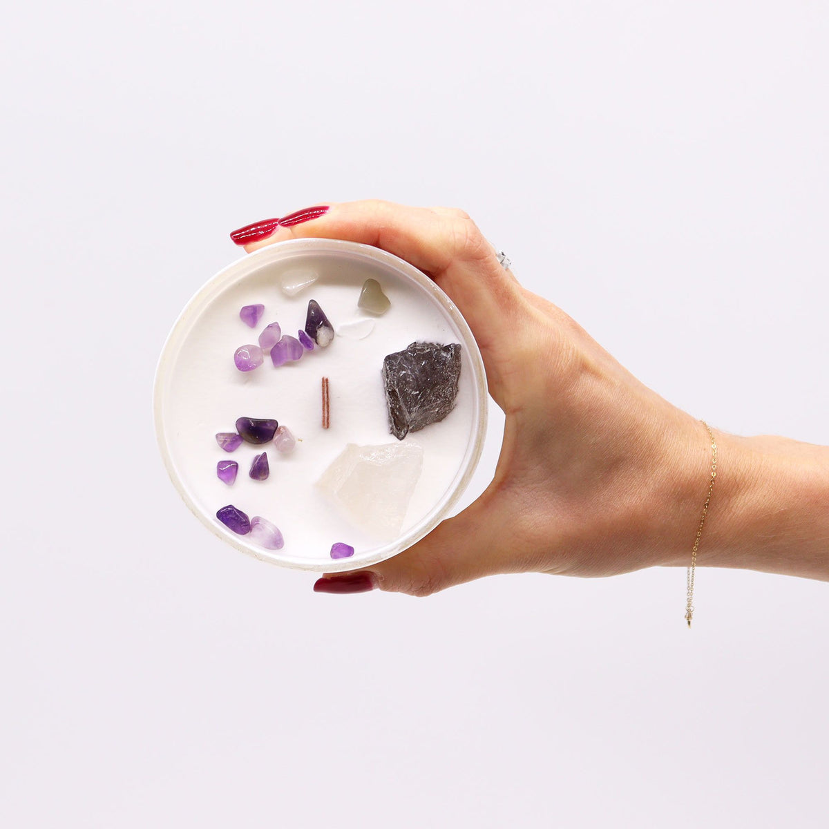 Crown Chakra Crystal Candle | Ocean Breeze | Celestite & Selenite | Spiritual Wellness Gift