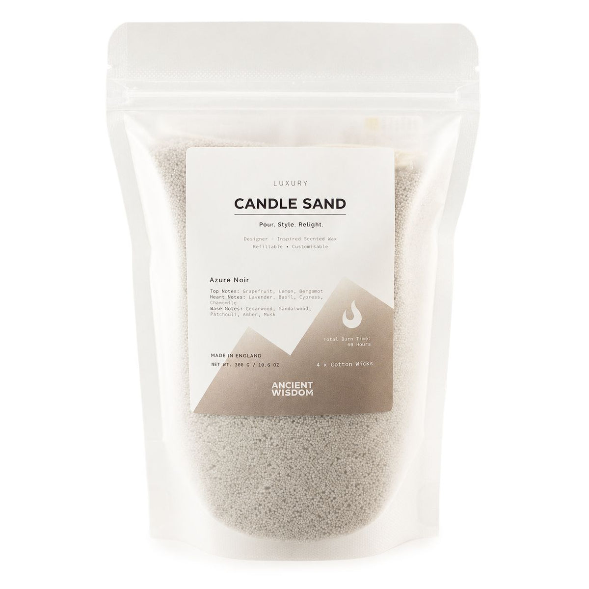 Azure Noir Warm Grey Candle Sand | 300g | Chanel Bleu Inspired | 60hr Burn | Made in England
