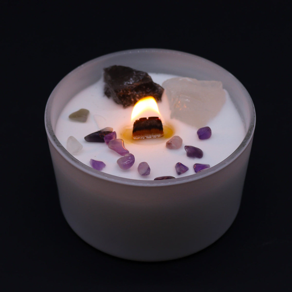 Crown Chakra Crystal Candle | Ocean Breeze | Celestite & Selenite | Spiritual Wellness Gift