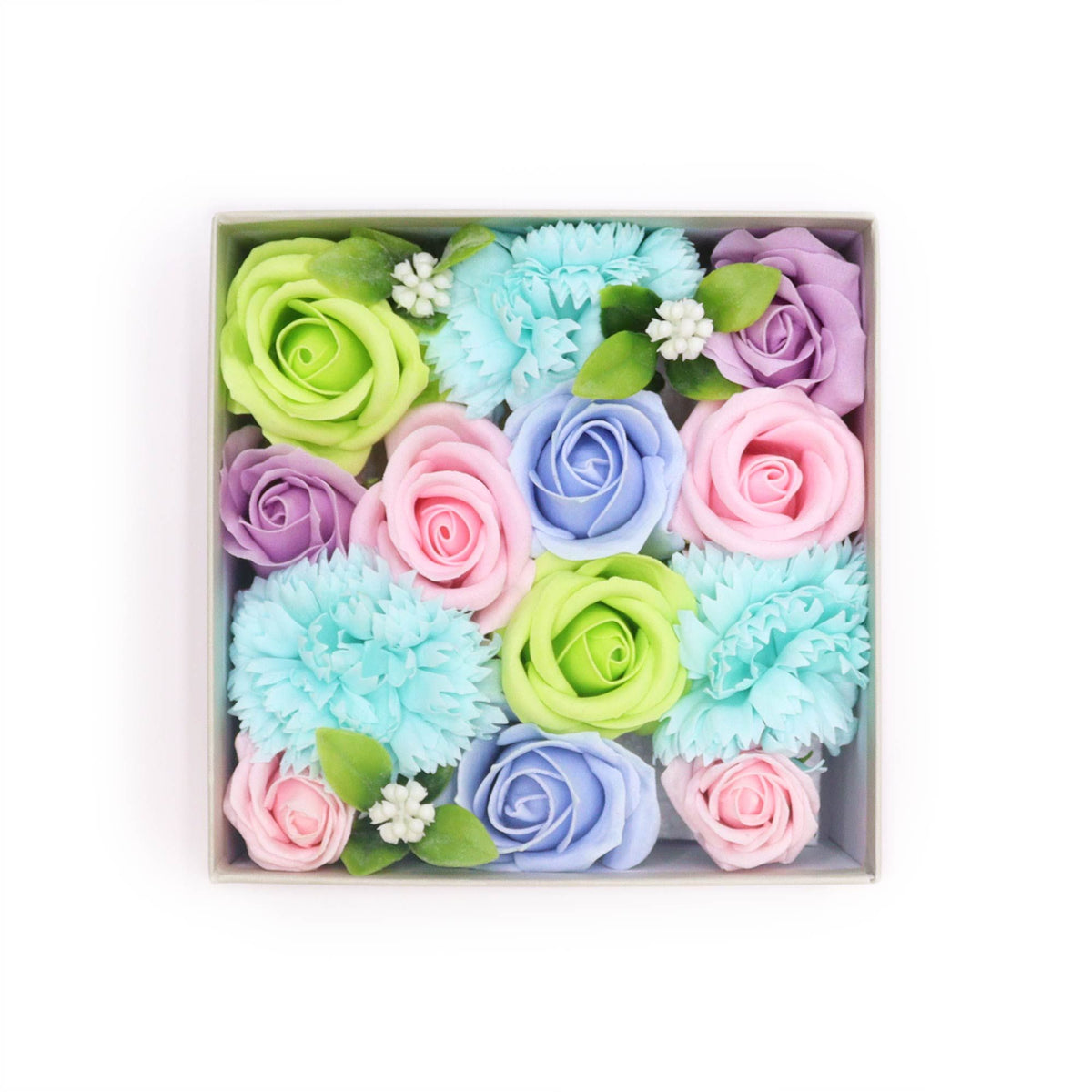 Baby Blessings Blue Soap Flower Square Gift Box | Baby Shower Gift | Amber & Calm