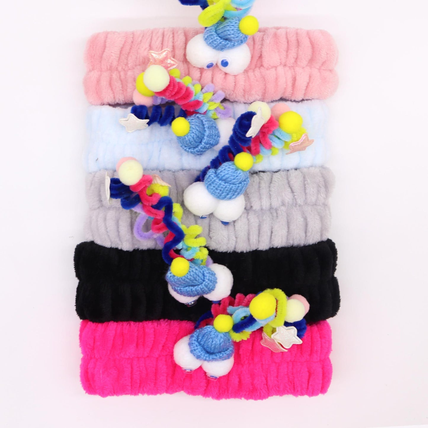 Party Monster Makeup Headbands | Fun Novelty Set of 5 | Soft Flannel | Amber & Calm