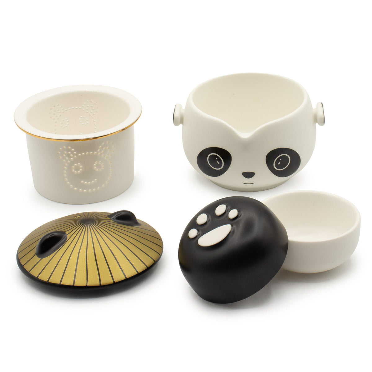 Panda Ceramic Tea Set — Teapot, Infuser & 2 Cups | Travel Case | Novelty Gift