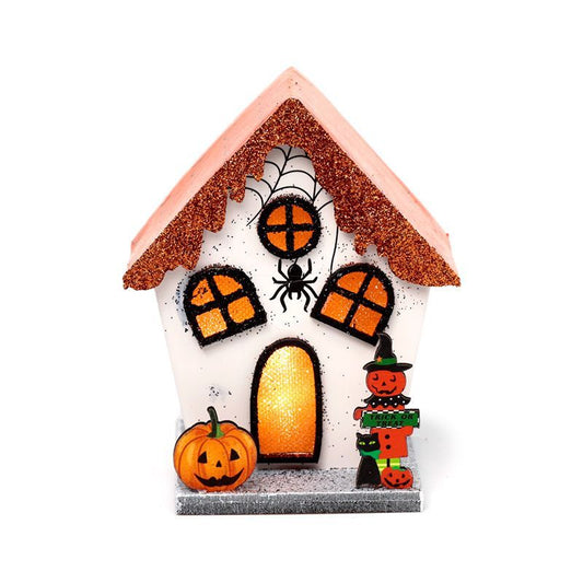 Spooky Spider LED Pumpkin House Halloween Decoration | Gothic Glowing Ornament