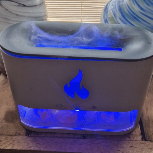 White Blaze Himalayan Salt Aroma Diffuser | USB-C | Flame Effect | Wellness Gift