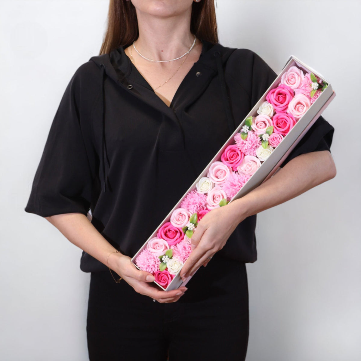 Baby Blessings Pink Soap Flower Extra Long Gift Box | Baby Shower Gift | Amber & Calm