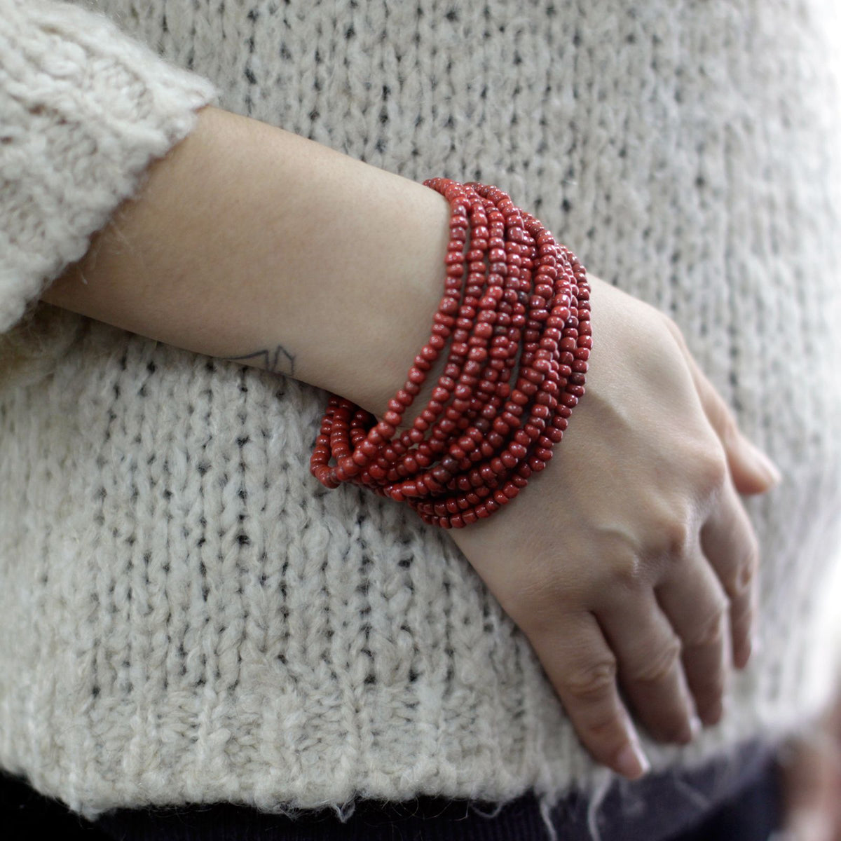 Multi-Bead Bangle with Wooden Clasp — Assorted Colours | Unisex