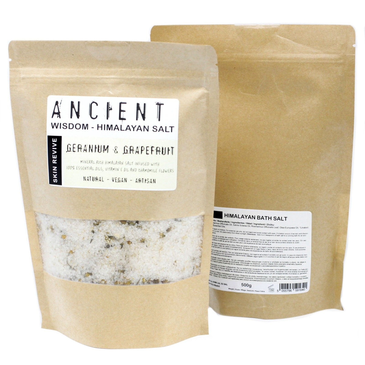 Skin Revive Himalayan Bath Salt Blend 500g | Geranium, Grapefruit & Vitamin E | Aromatherapy Bath Gift