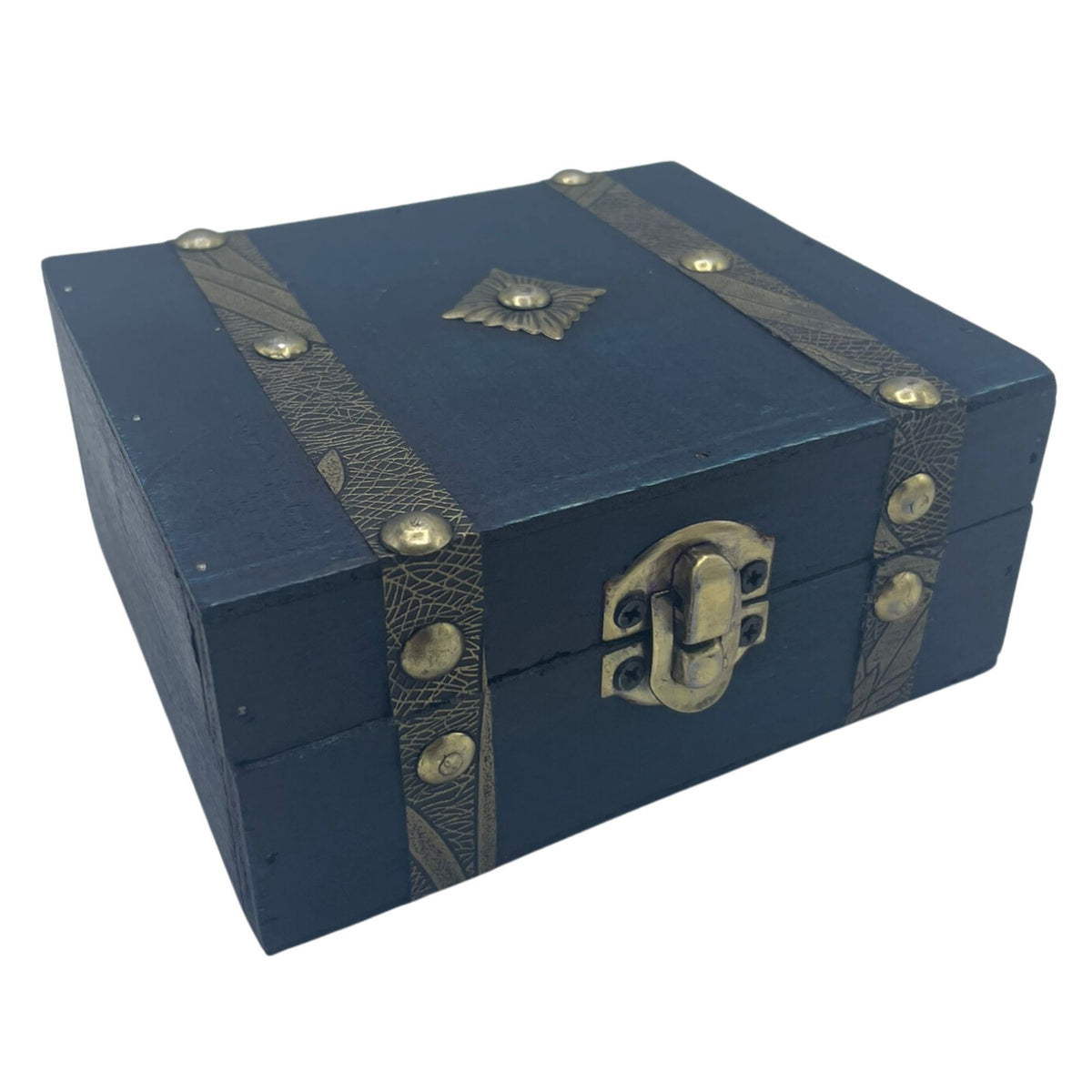 Teal Square Tea Chest | Vintage Style Storage Box | Boho Home Decor | Trinket & Keepsake Box