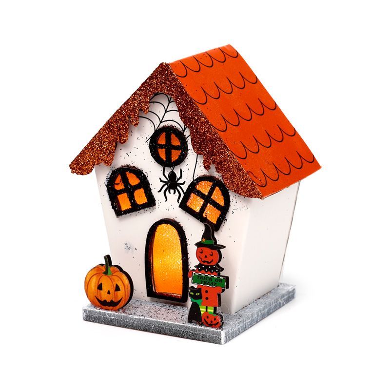 Spooky Spider LED Pumpkin House Halloween Decoration | Gothic Glowing Ornament