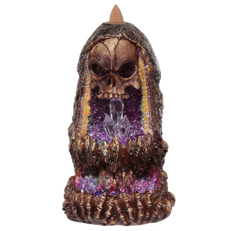 Skull Crystal Cave LED Backflow Incense Burner | Gothic Halloween Décor