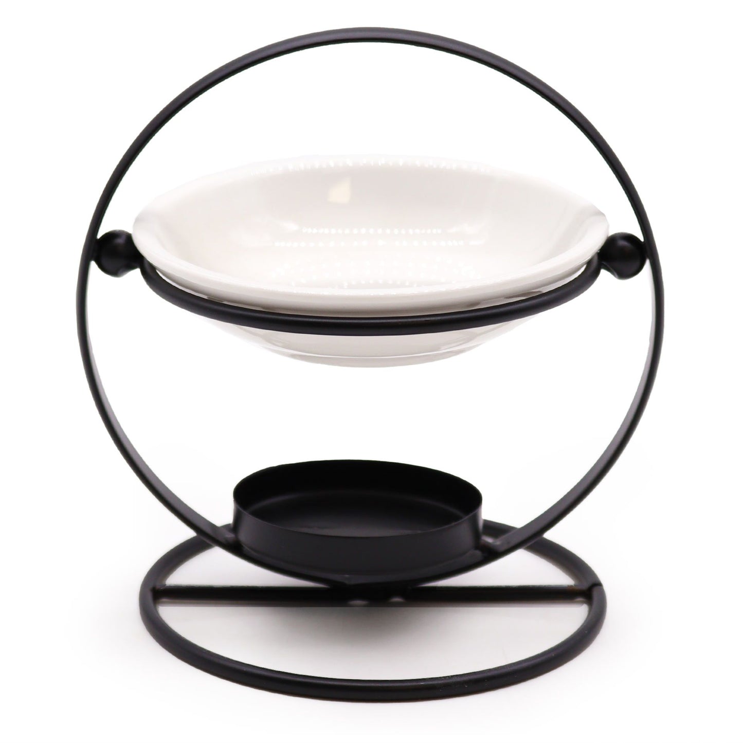 Ceramic & Metal Round Oil Burner | Modern Wax Melt & Essential Oil Burner