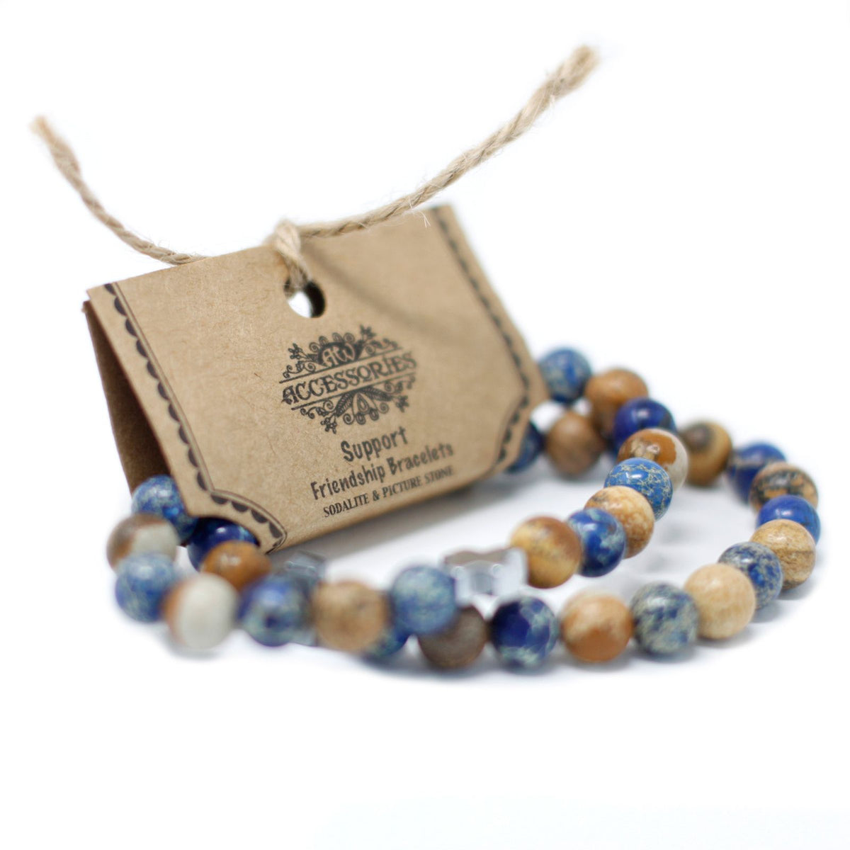 Gemstone Friendship Bracelets — Picasso Jasper & White Howlite | Peace | Set of 2