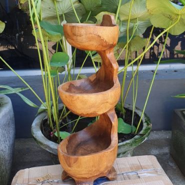 Teak Root Three Bowl Standing Sculpture | 50cm | Natural Home Decor