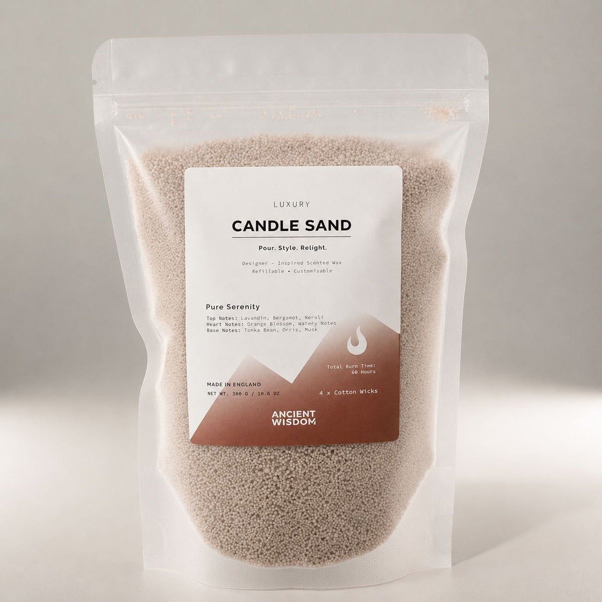 Pure Serenity Latte Beige Candle Sand | 300g | Charlotte Tilbury Calm Bliss Inspired | 60hr Burn | Made in England
