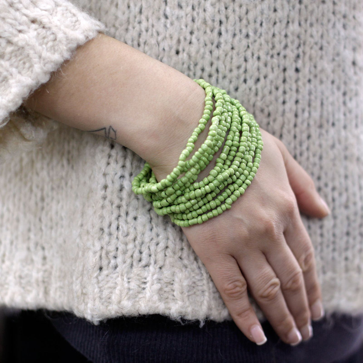 Multi-Bead Bangle with Wooden Clasp — Assorted Colours | Unisex