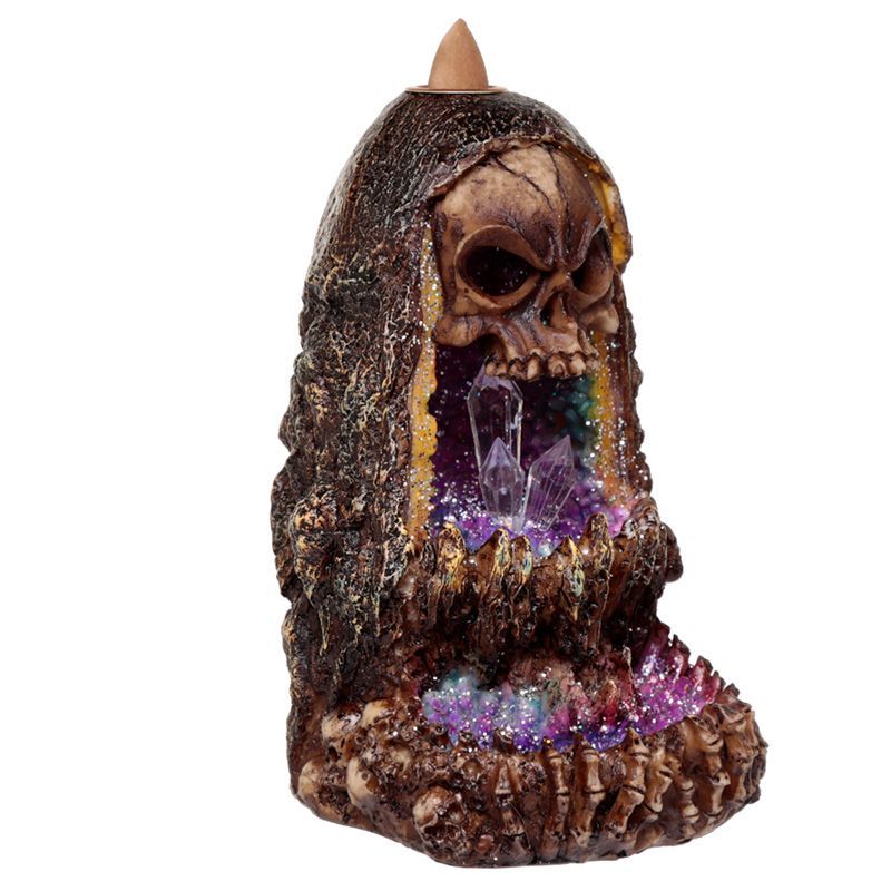 Skull Crystal Cave LED Backflow Incense Burner | Gothic Halloween Décor