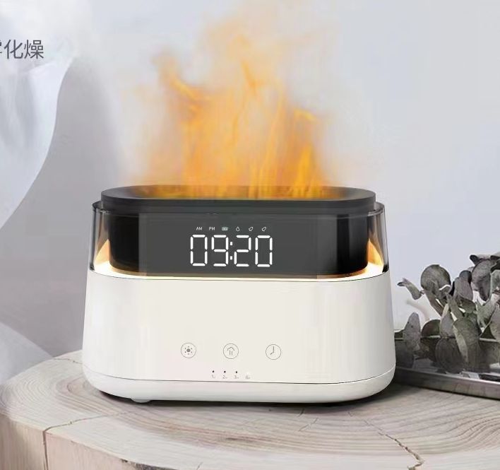 Modern LED Clock Aroma Diffuser | USB-C | Flame Effect | Home Wellness Gift