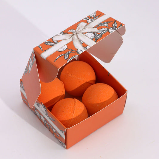 Vitamin C Bath Bomb Gift Set | Aromatherapy Quartet | 4 x 115g | Amber & Calm