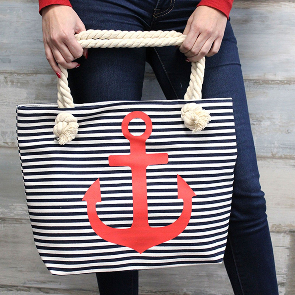 Rope Handle Tote Bag | Pink Flamingo Print | Canvas Beach & Shoulder Bag
