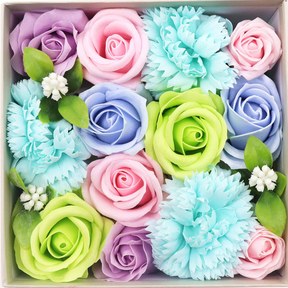 Baby Blessings Blue Soap Flower Square Gift Box | Baby Shower Gift | Amber & Calm