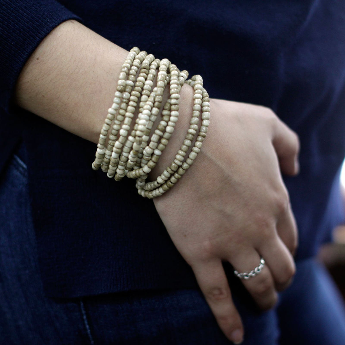 Multi-Bead Bangle with Wooden Clasp — Assorted Colours | Unisex