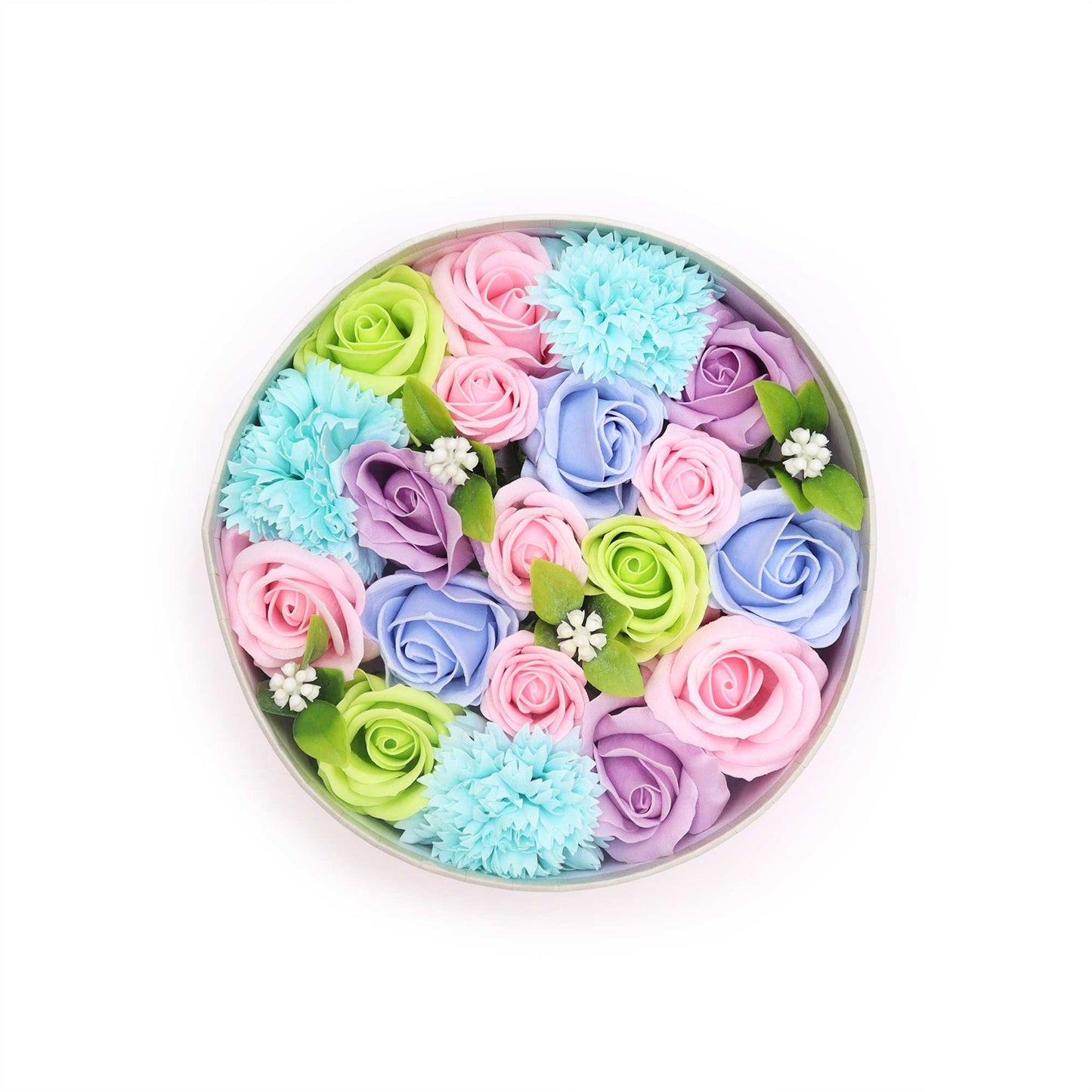 Baby Blessings Blue Soap Flower Round Gift Box | Baby Shower Gift | Amber & Calm